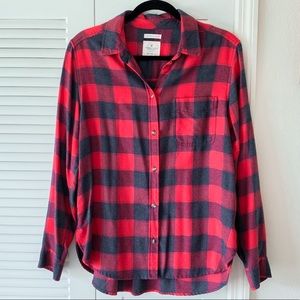 American Eagle Red/Grey Boyfriend Flannel